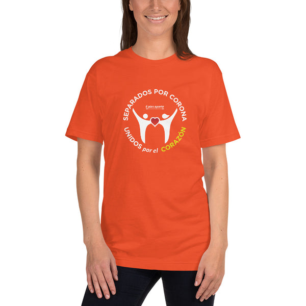 Separados Por Corona Unidos Por El Corazon - 6 Pies Aparte - Orange Unisex T-shirt